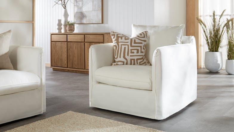 Coast 1 Seater White Slip Cover Fabric Chair