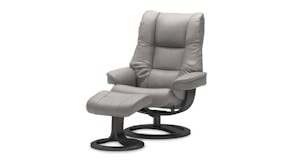 Freya Leather Recliner and Footstool - Grey