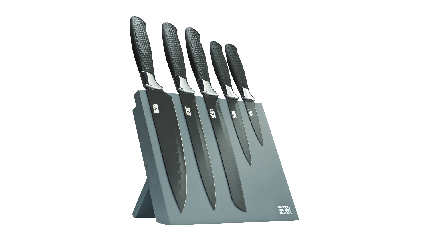 Taylor's Eye Witness Ceramic-Coated Kitchen Knife & Magnetic Knife Block Set - Blue Grey