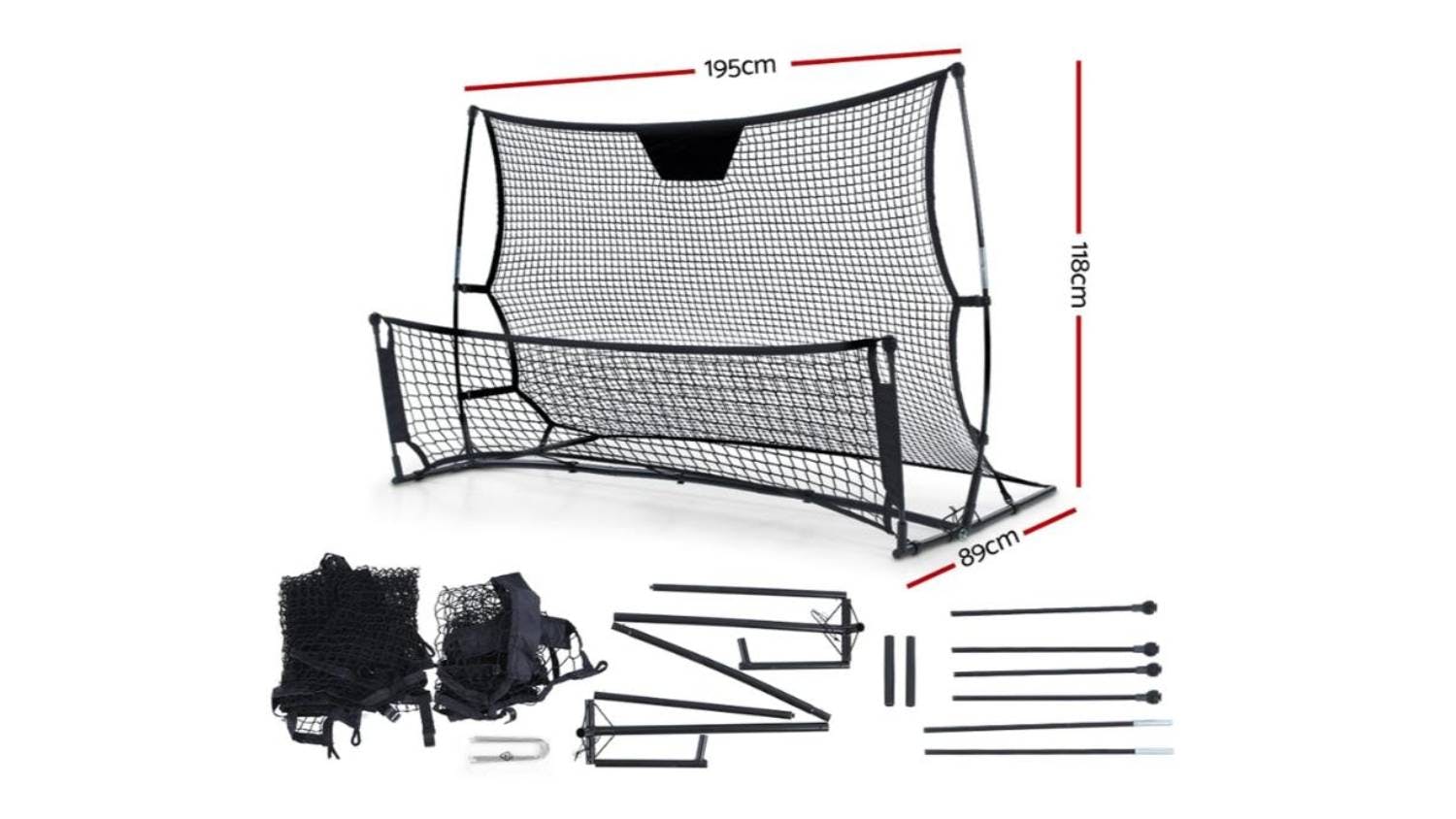 Everfit Collapsable Soccer Goal 2.4m - Black