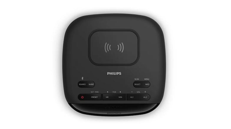 Philips TAR7705/98 Digital/FM Alarm Clock Radio with QI Charging - Black