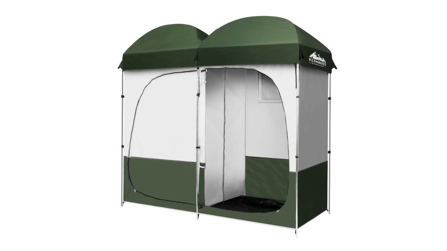 Weisshorn Double Camping Shower Toilet Tent - Green