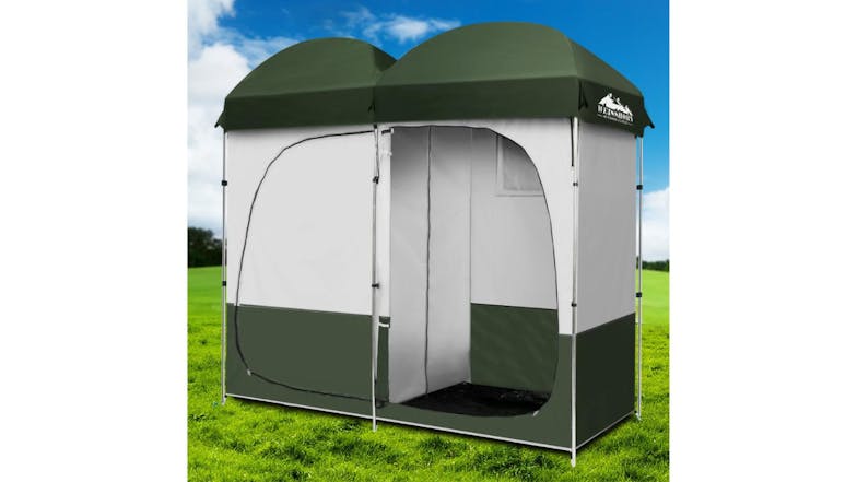 Weisshorn Double Camping Shower Toilet Tent - Green