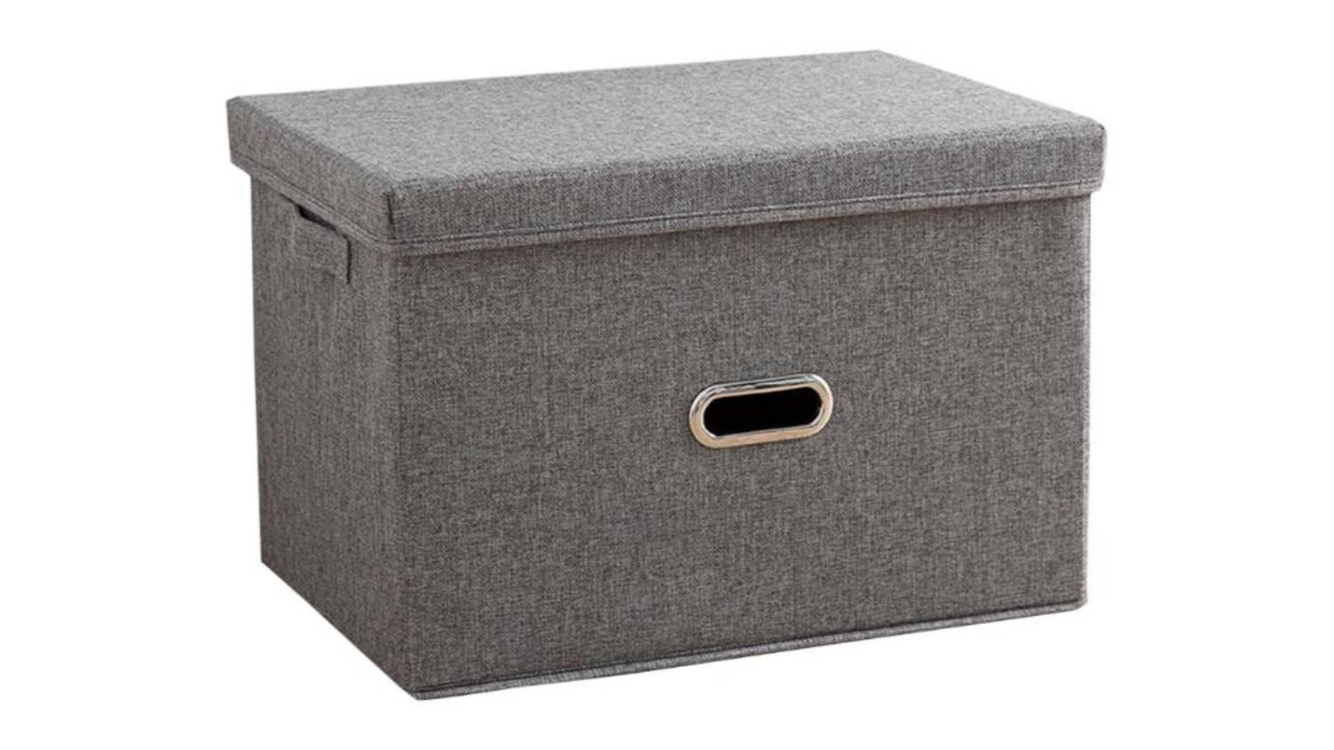 SOGA Medium Folding Canvas Storage Box - Grey