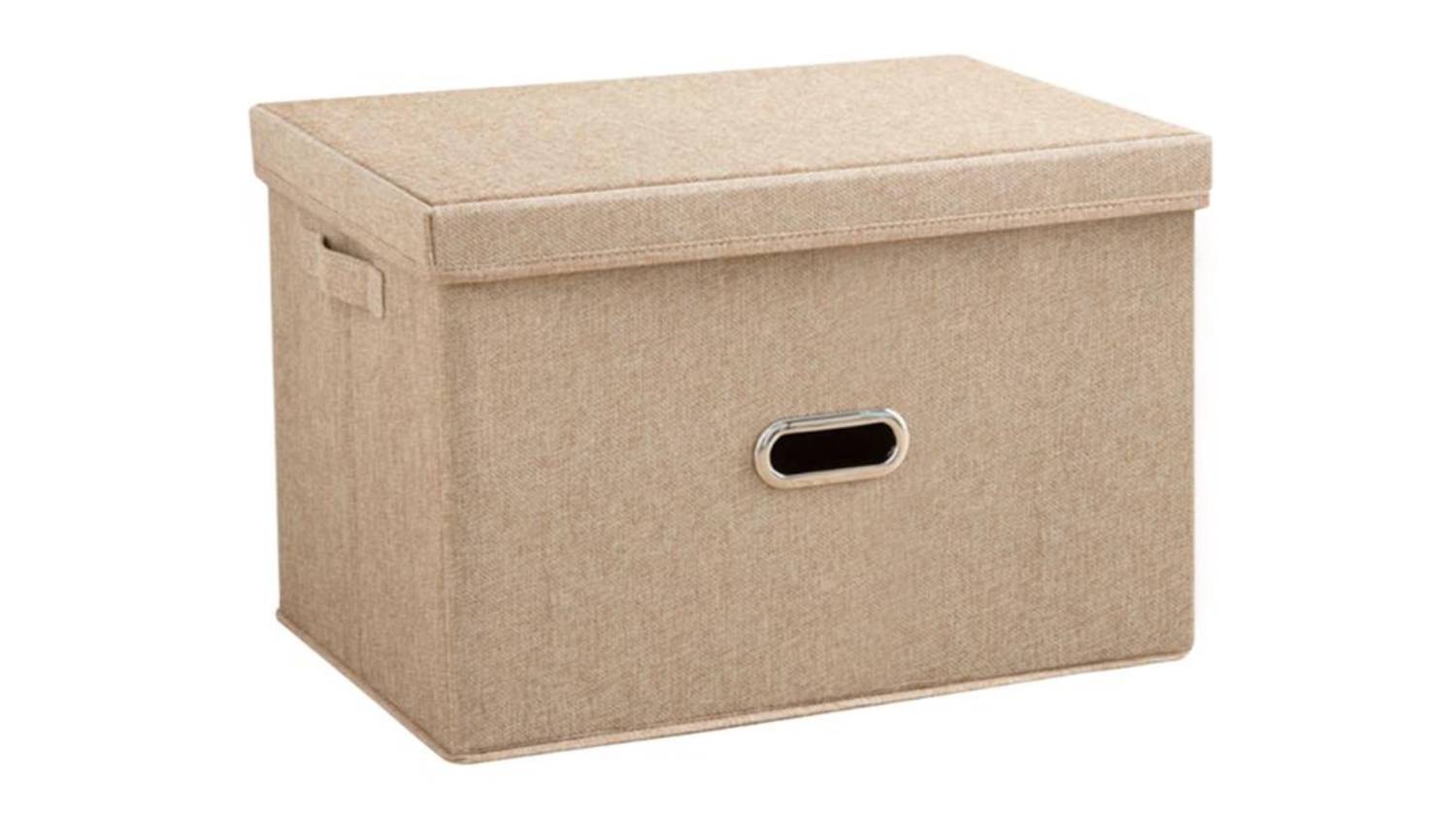 SOGA Medium Folding Canvas Storage Box - Beige