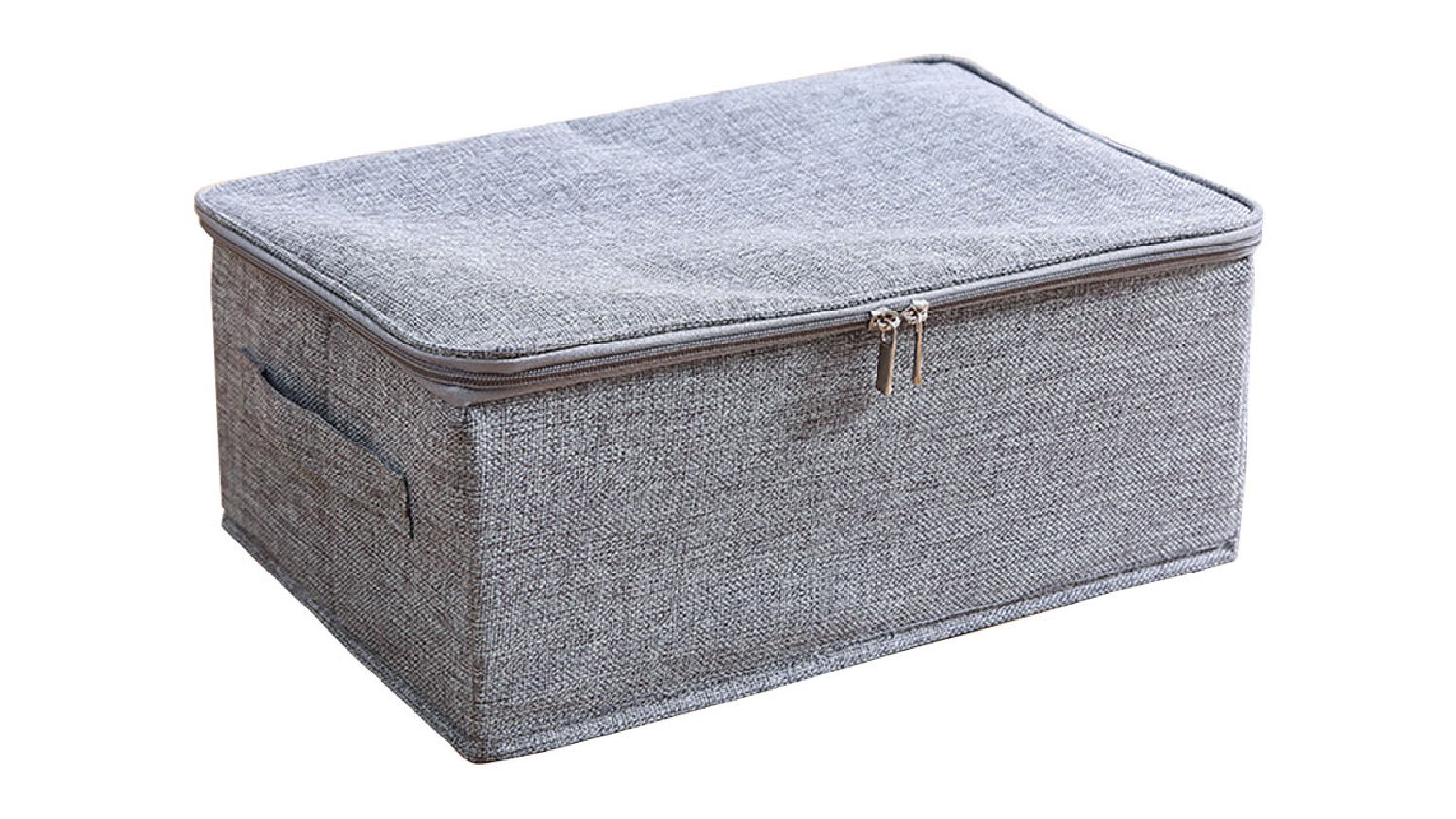 SOGA Small Dual Zipper Fabric Storage Box - Grey