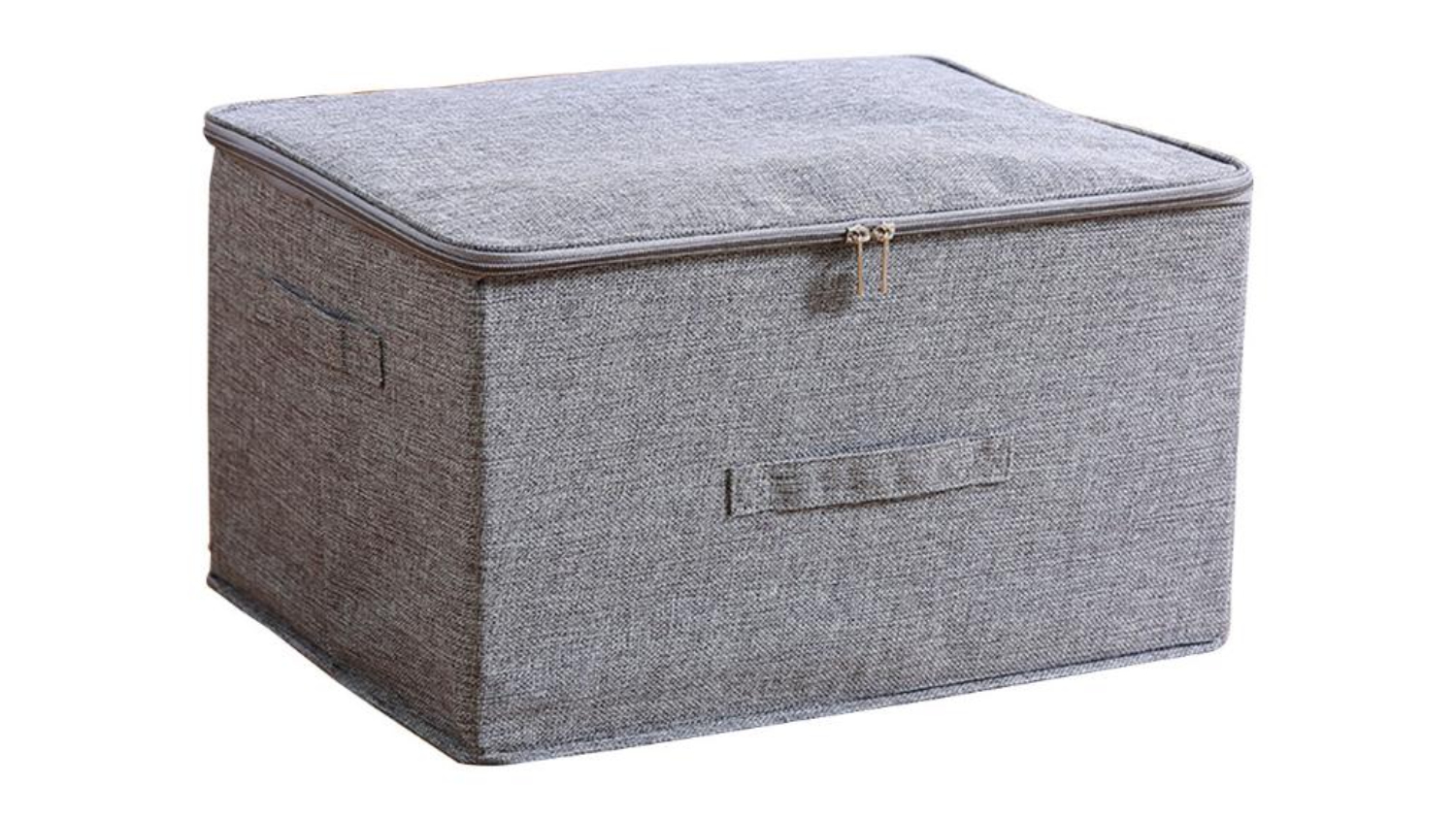 SOGA Large Dual Zipper Fabric Storage Box - Grey