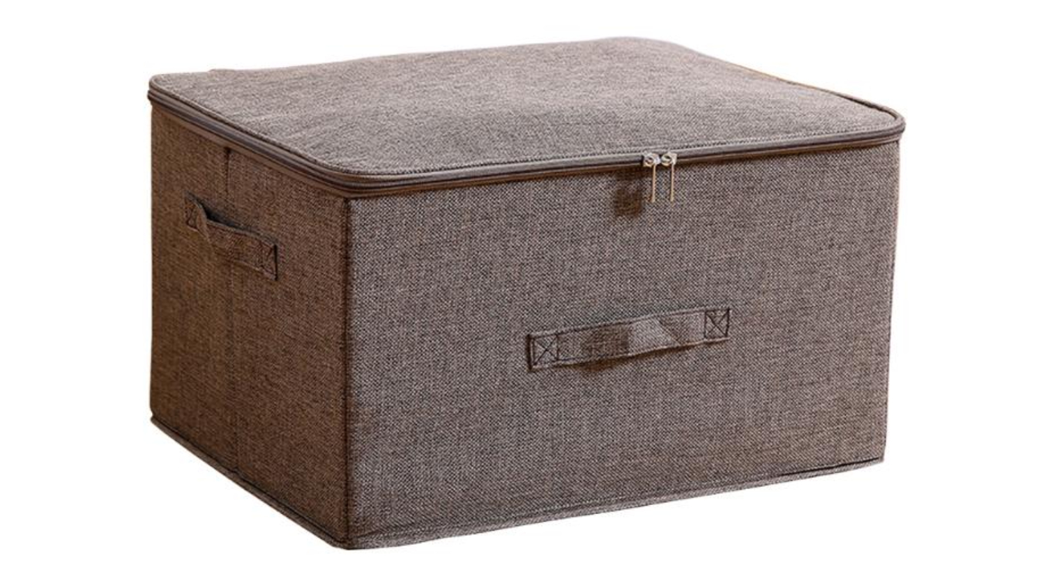SOGA Large Dual Zipper Fabric Storage Box - Coffee