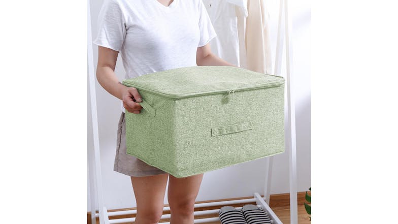 SOGA Large Dual Zipper Fabric Storage Box - Green