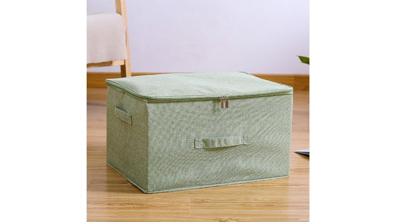 SOGA Large Dual Zipper Fabric Storage Box - Green
