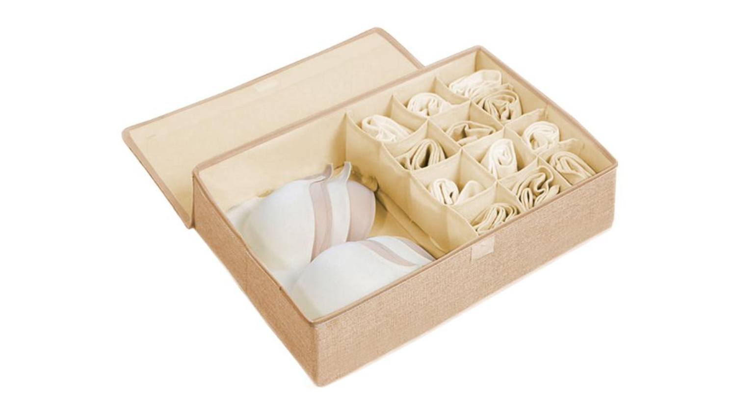 SOGA Flip Top Small Item Fabric Storage Box - Beige