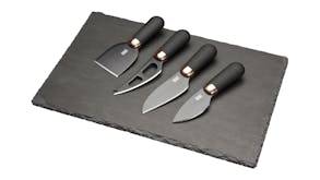 Taylor's Eye Witness Brooklyn Slate Cheese Board & Knife Serving Set 5pcs. - Black/Copper