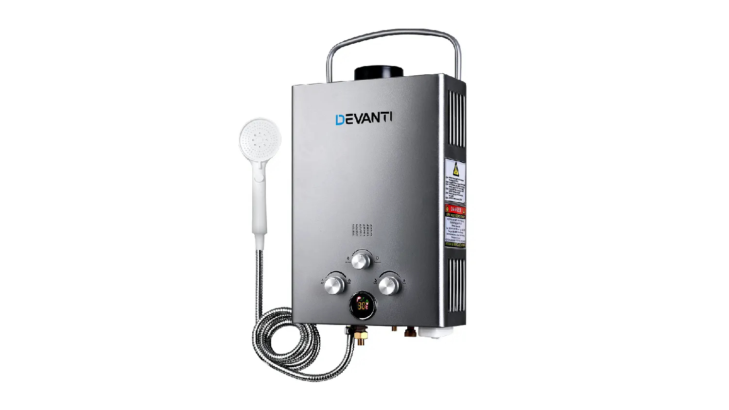 Devanti Portable LPG Hot Water System with Shower 8L - Grey