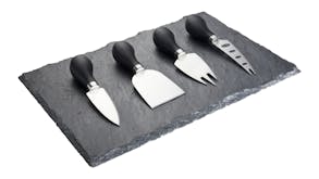 Taylor's Eye Witness Brooklyn Slate Cheese Board & Knife Serving Set 5pcs. - Black/Chrome