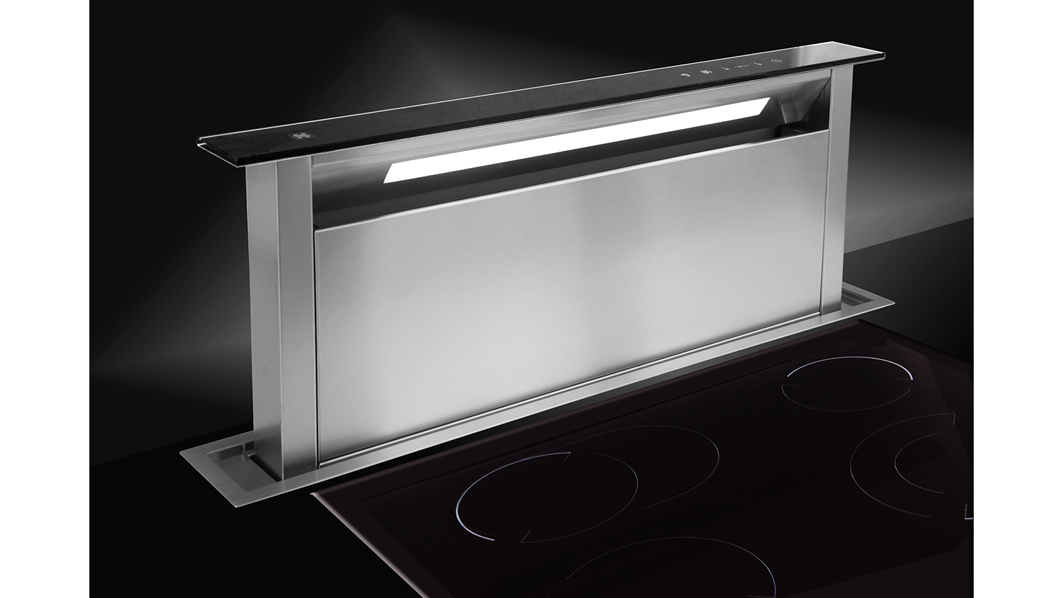 Sirius 58cm Benchtop Downdraft Rangehood Black Glass (SDD2ELEMTC58