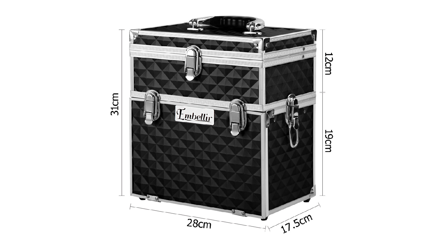 Embellir Portable Makeup Carry Case with Mirror - Black