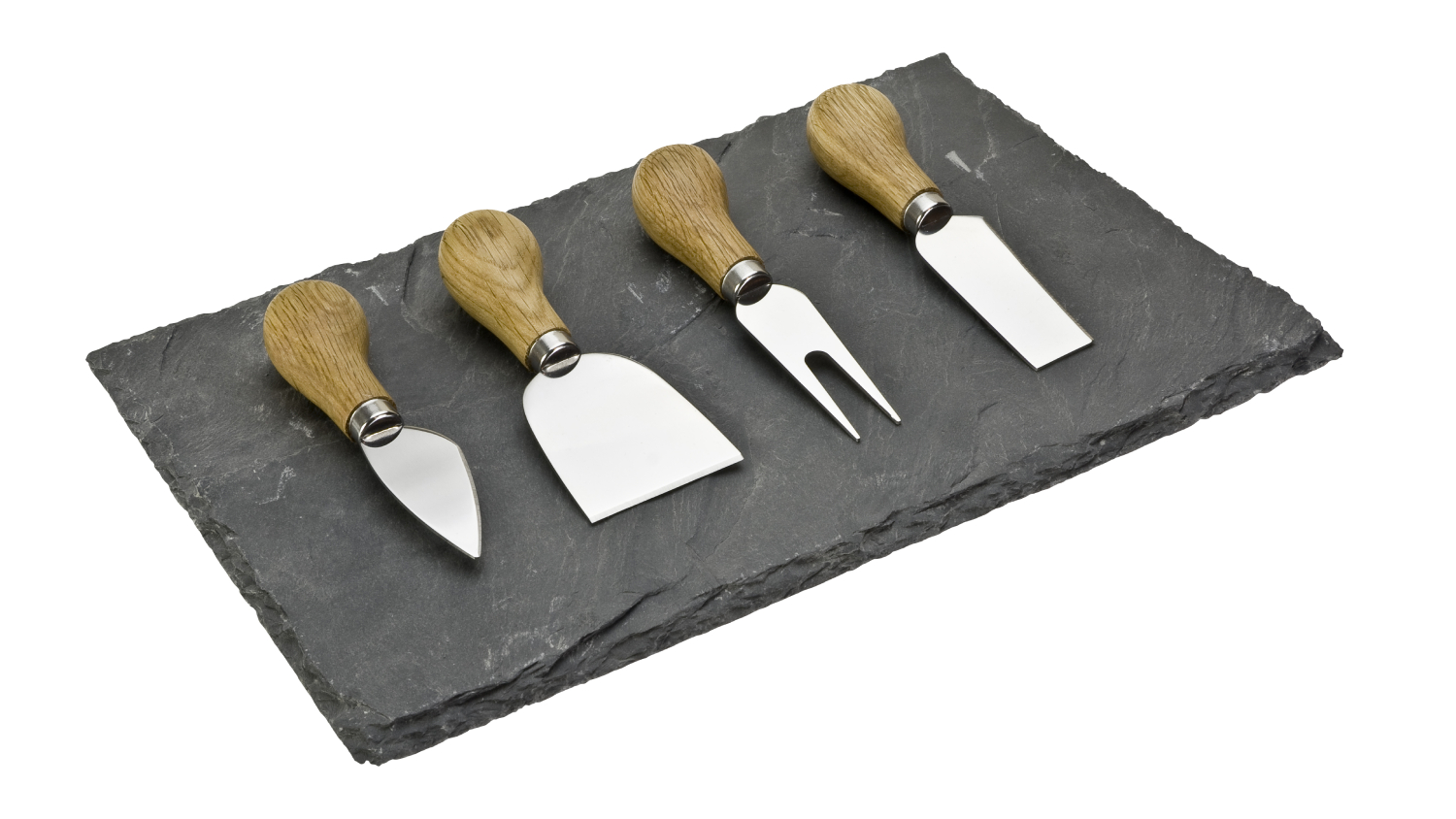 Taylor's Eye Witness Brooklyn Slate Cheese Board & Knife Serving Set 5pcs. - Oak/Chrome