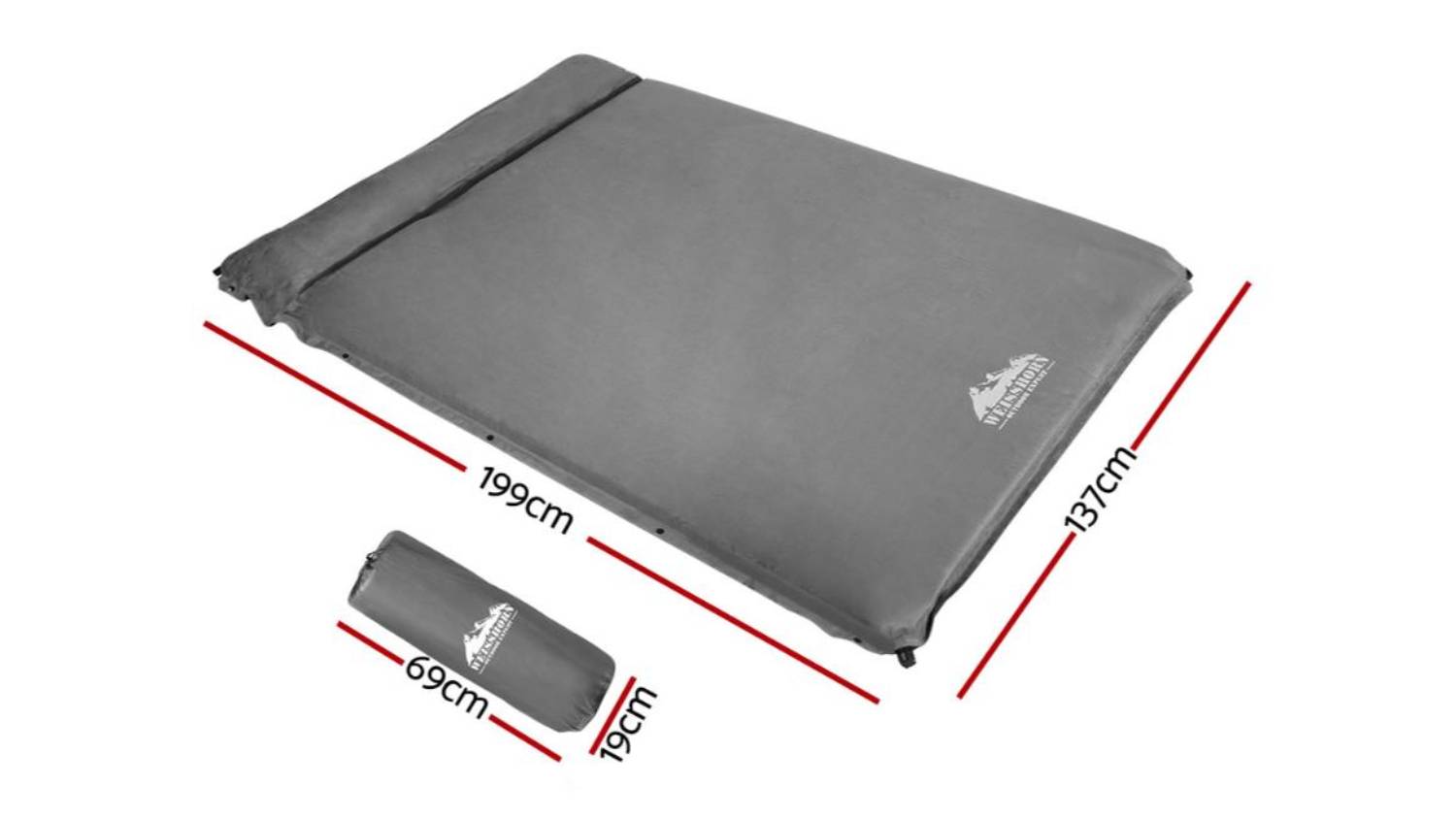 Weisshorn SelfInflating Camping Mattress 4cm Double Grey Harvey