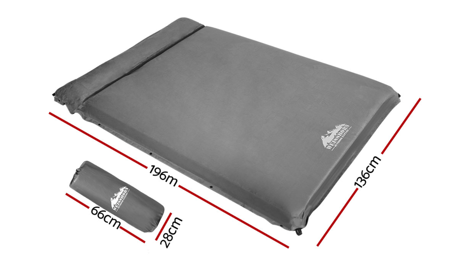 Weisshorn Self-Inflating Mat Double Single with Suede Finish - Grey