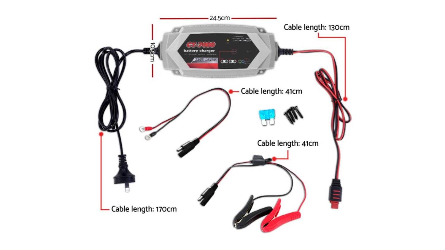 Giantz Smart Battery Charger for Car - 7A/12V/24VGAM