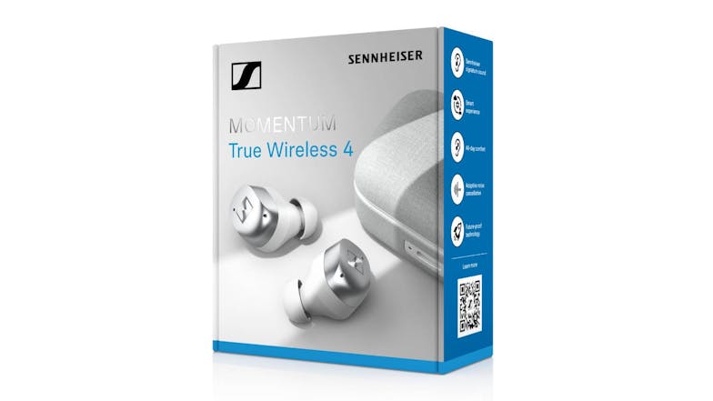 Sennheiser MOMENTUM 4 Hybrid Adaptive Noise Cancelling Wireless In-Ear Headphones - White Silver