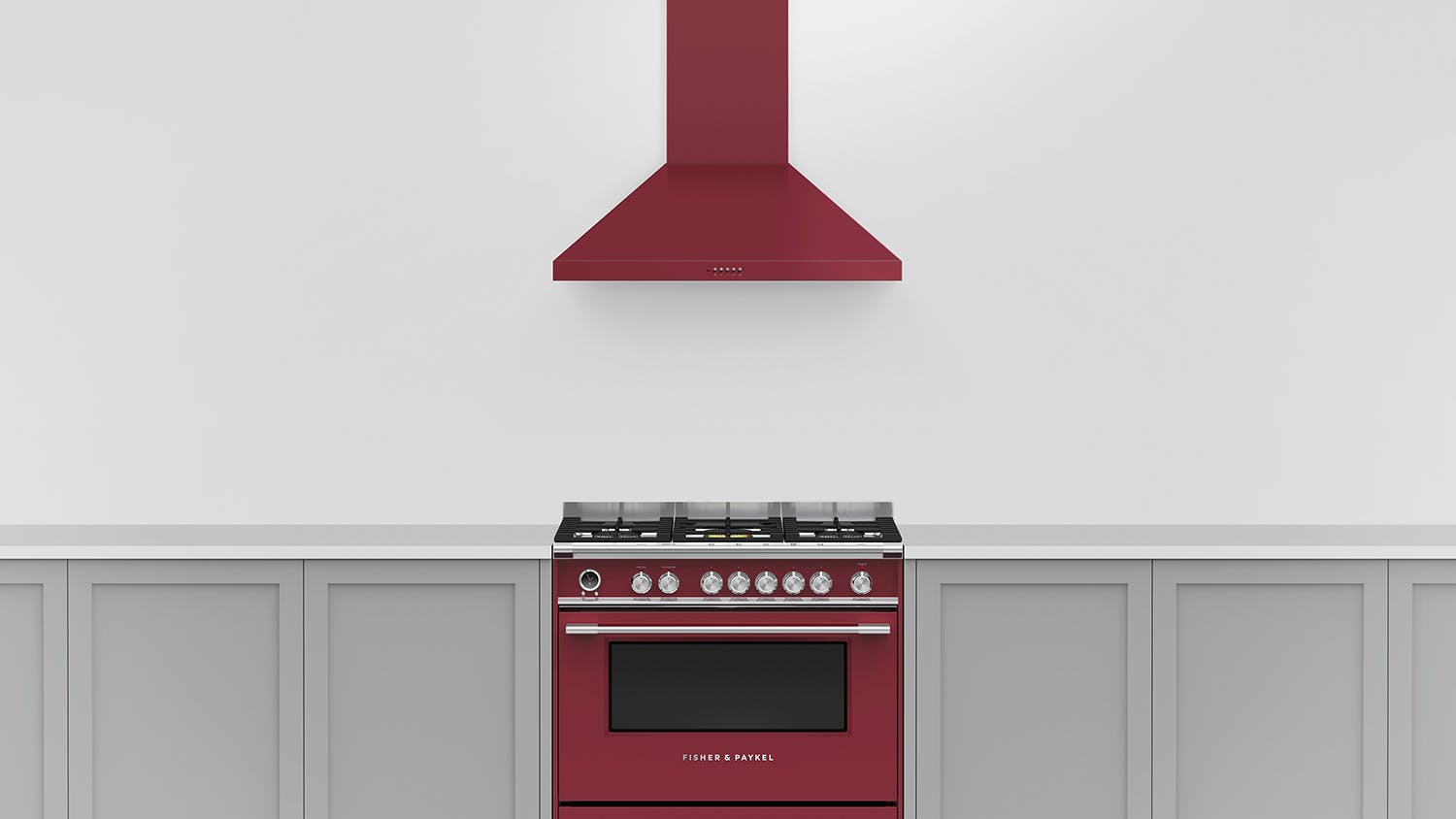 Fisher & Paykel 90cm Pyramid Chimney Wall Mounted Rangehood - Red (Series 7/HC90PCR1)