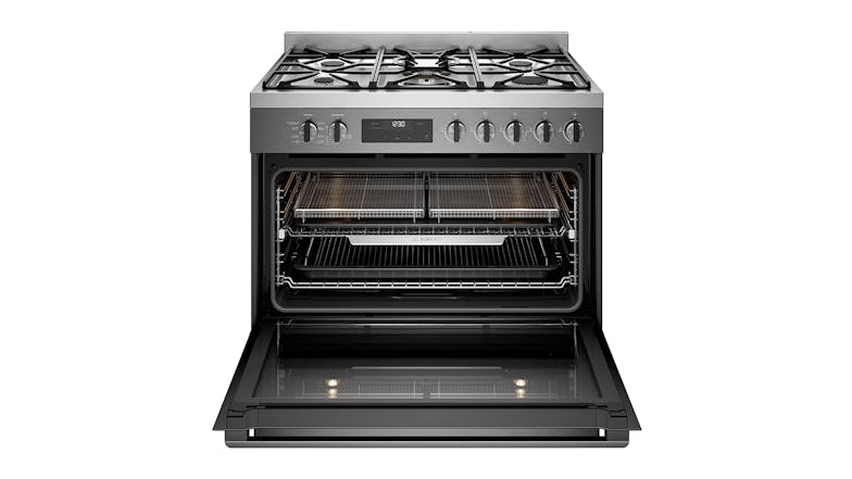 Westinghouse 90cm Dual Fuel Freestanding Oven with Gas Cooktop - Dark Stainless Steel (WFE9516DD)