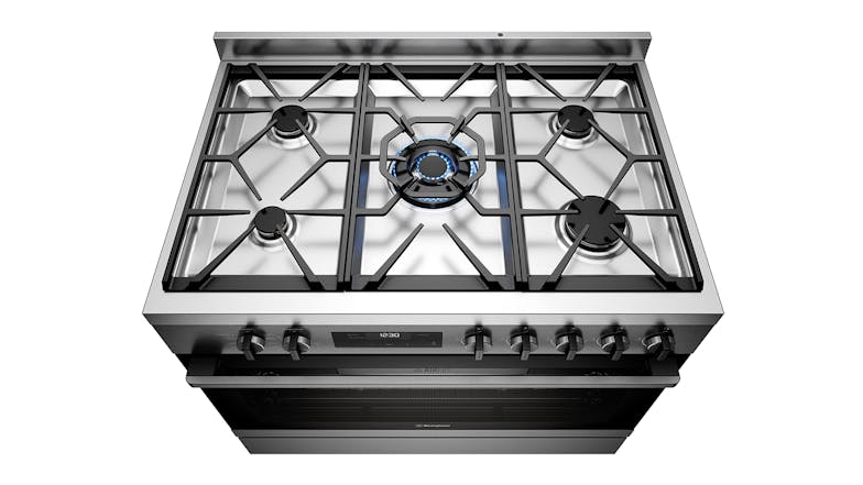 Westinghouse 90cm Dual Fuel Freestanding Oven with Gas Cooktop - Dark Stainless Steel (WFE9516DD)