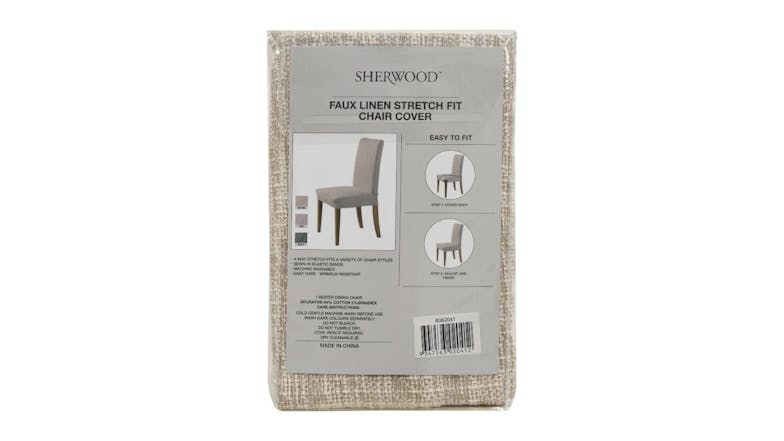 Sherwood Faux Linen Dining Chair Cover - Natural