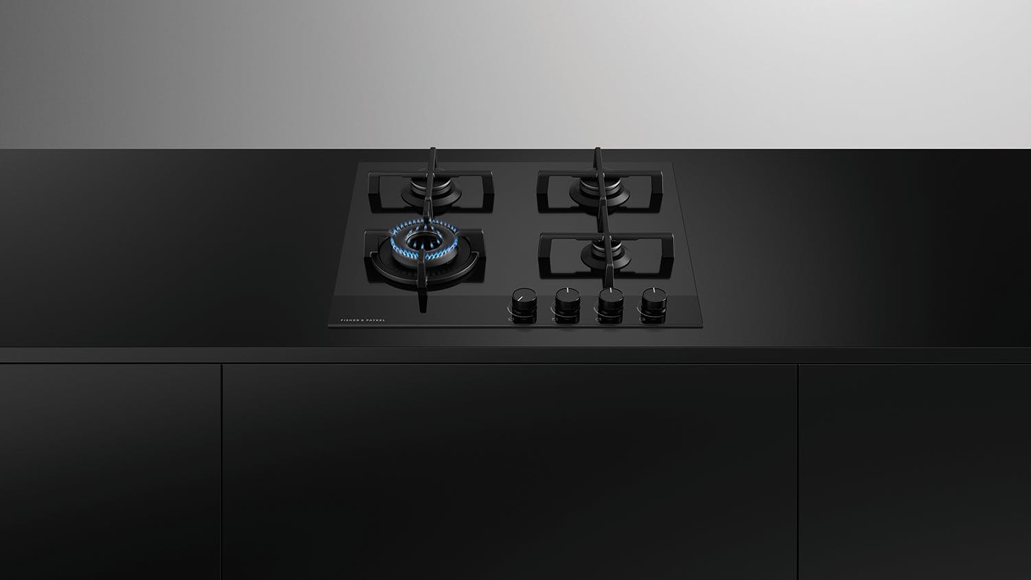 Fisher & Paykel 60cm 4 Burner Natural Gas on Glass Cooktop - Black Glass (Series 9/CG604DNGGB4)