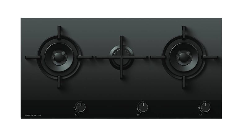 Fisher & Paykel 90cm 3 Burner Natural Gas on Glass Cooktop - Black Glass (Series 9/CG903DNGGB4)