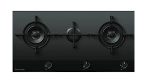 Fisher & Paykel 90cm 3 Burner Natural Gas on Glass Cooktop - Black Glass (Series 9/CG903DNGGB4)