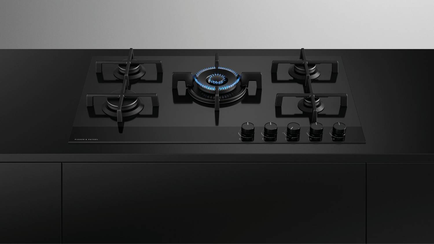 Fisher & Paykel 90cm 5 Burner Gas Cooktop - Black Glass (Series 9/CG905DLPGB4)