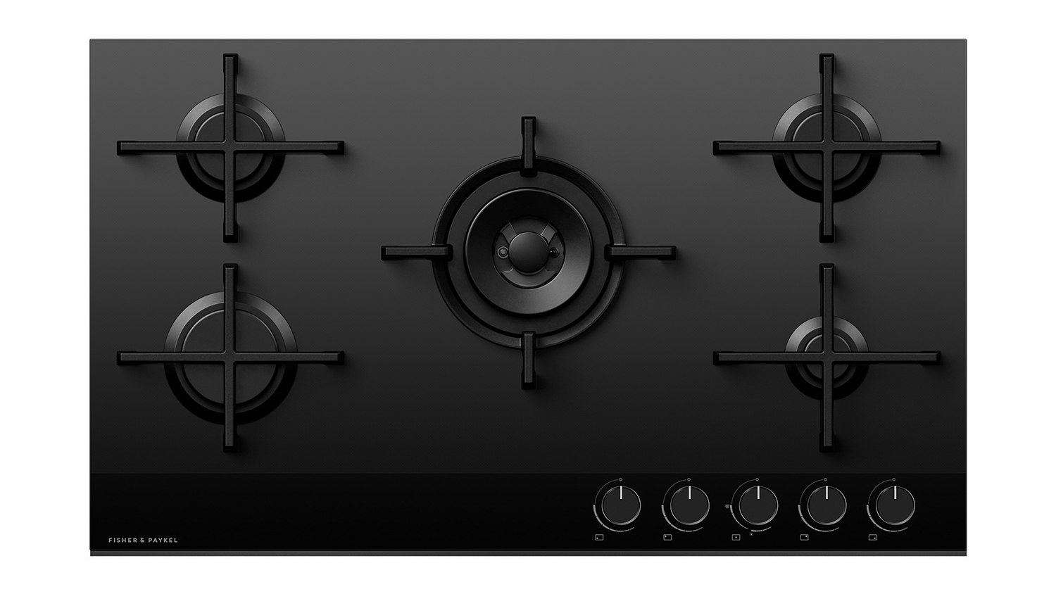 Fisher & Paykel 90cm 5 Burner Gas Cooktop - Black Glass (Series 9/CG905DNGGB4)