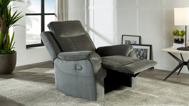 Luximo 3 Seater Fabric Electric Recliner Sofa - Licorice