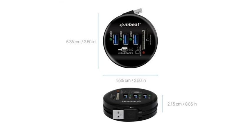 mbeat Portable USB 3.0 Hub & Data Card Reader
