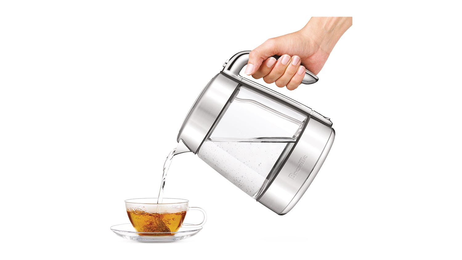 Breville the Crystal Luxe 1.7L Glass Kettle - Brushed Stainless Steel (BKE765BSS)
