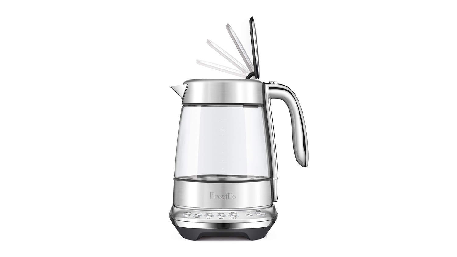 Breville the Smart Crystal Luxe 1.7L Glass Kettle Brushed Stainless Steel BKE855BSS Harvey Norman New Zealand