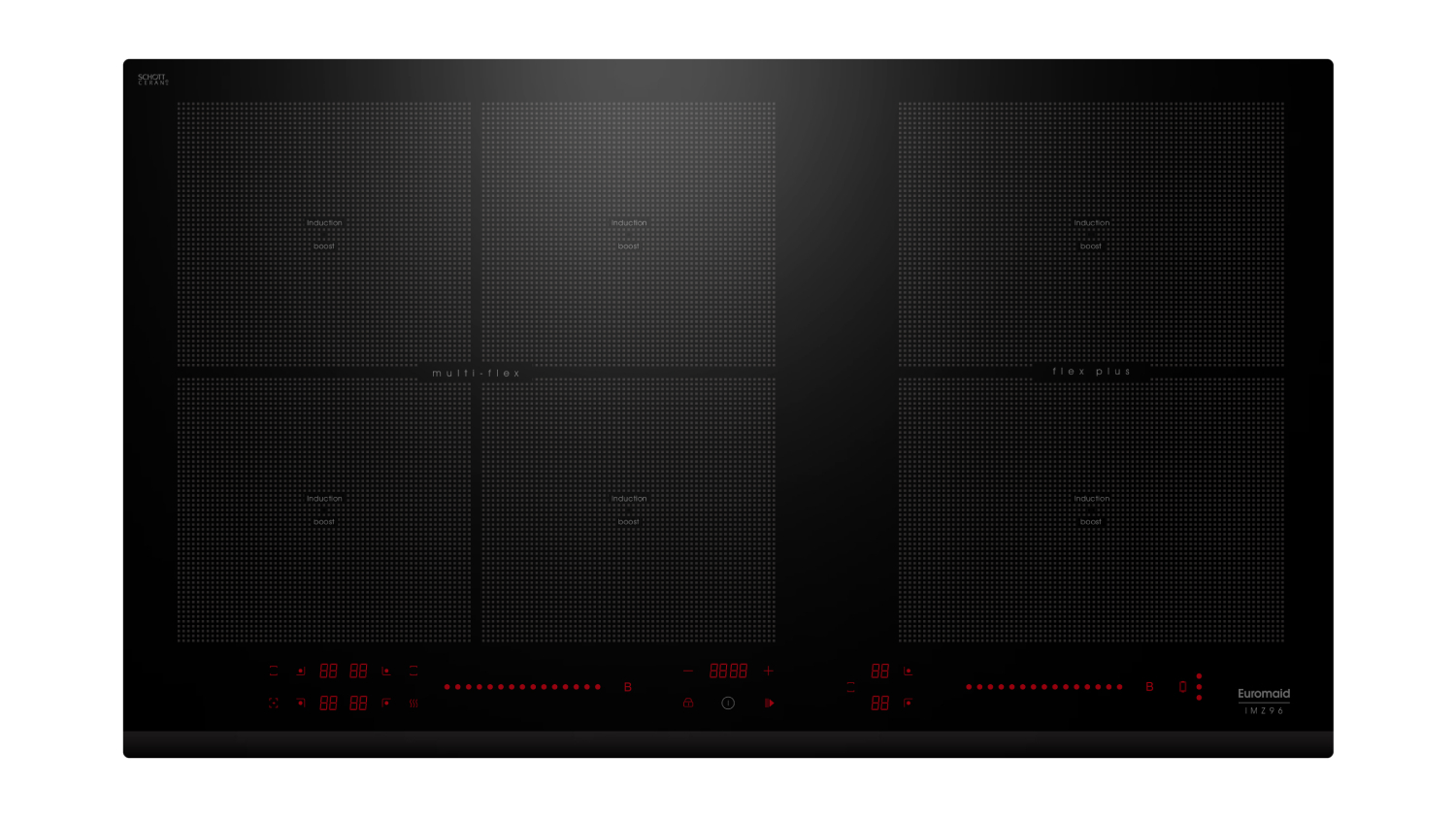 Euromaid 90cm 6 Zone Induction Cooktop - Black Glass (IMZ96)