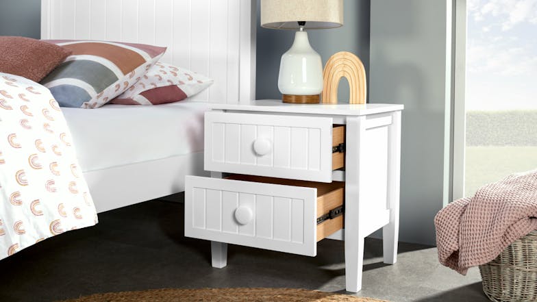 Neves 2 Drawer Bedside Table - White