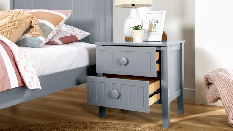 Neves 2 Drawer Bedside Table - Grey