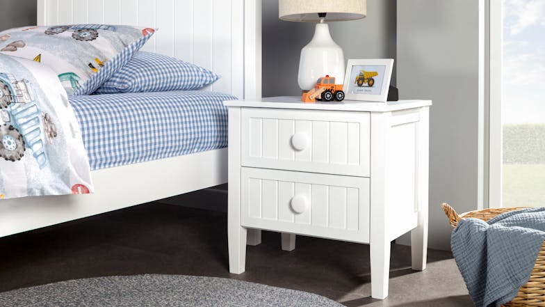 Neves 2 Drawer Bedside Table - White