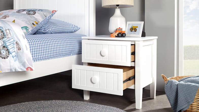 Neves 2 Drawer Bedside Table - White