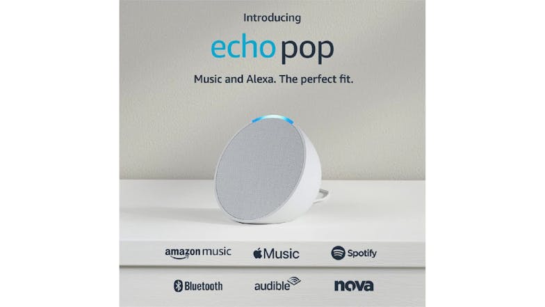 Amazon Echo Pop Smart Speaker with Alexa - Glacier White