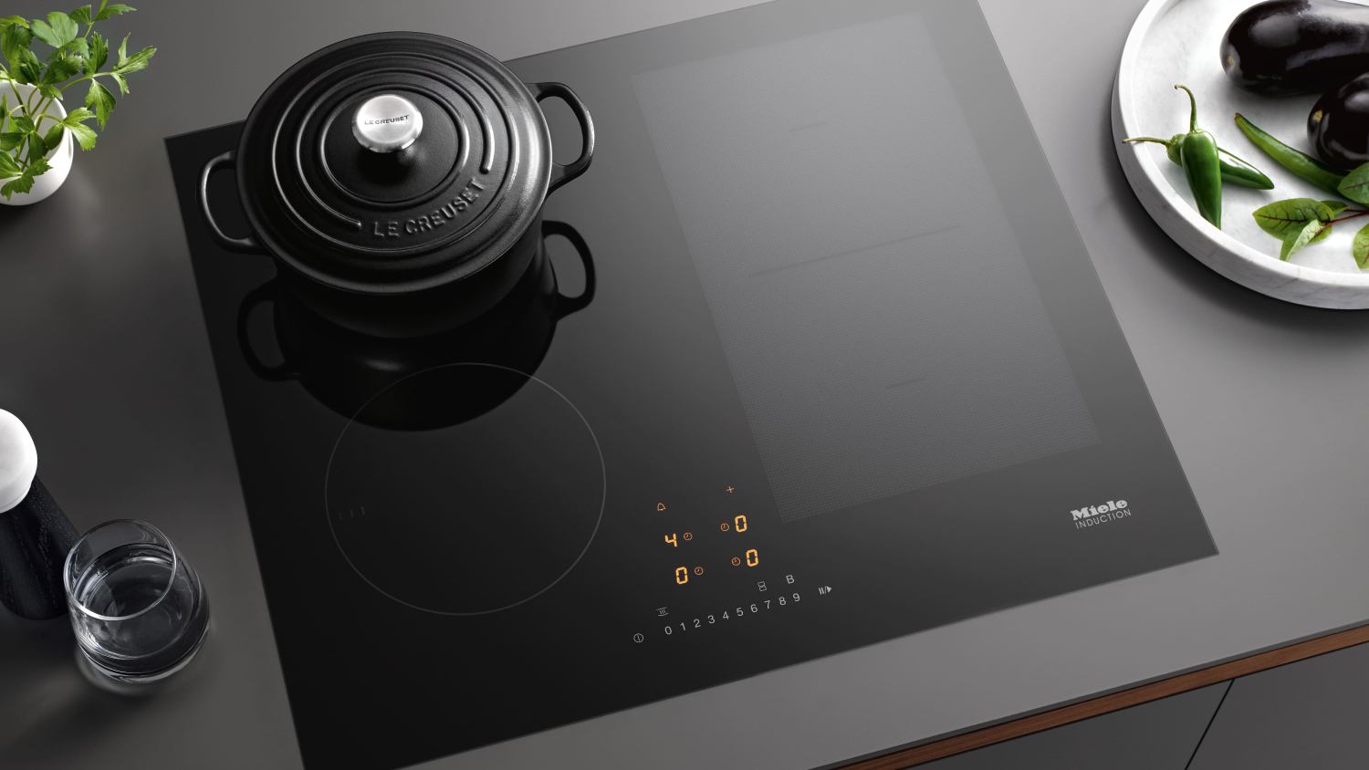 Miele 62cm 4 Zone Induction Cooktop - Black Glass (KM 7464 FL/11230350)