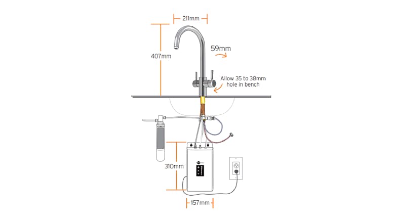 InSinkerator Near-Boiling & Cold Filtered Mixed Multi Tap - Chrome (Juno/MTJUNO-CH)