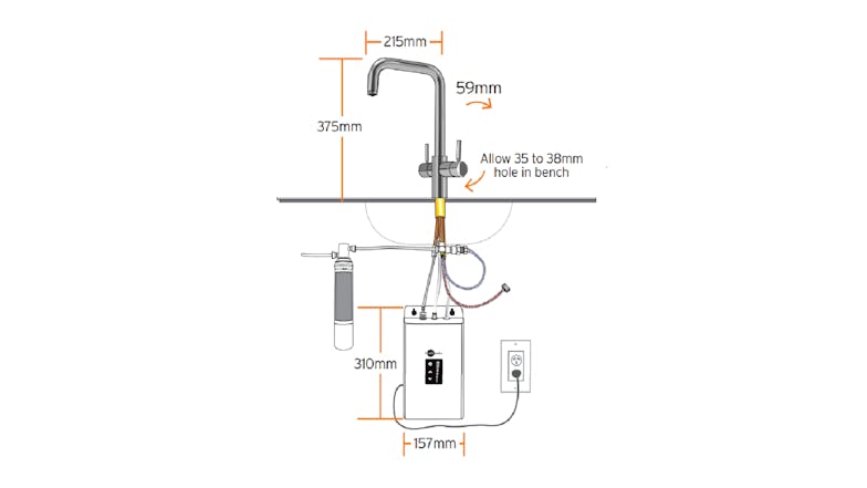 InSinkerator Near-Boiling & Cold Filtered Mixed Multi Tap - Black & Chrome (Uso/MTUSO-JB)