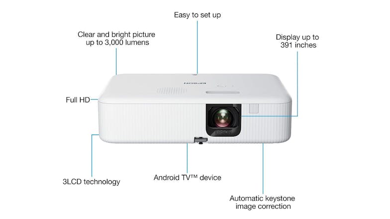 Epson FHD Portable Home Theatre Projector - White (CO-FH02)