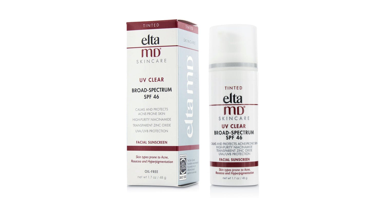 EltaMD UV Clear Facial Sunscreen SPF 46 - For Skin Types Prone To Acne, Rosacea & Hyperpigmentation - Tinted - 48g/1.7oz