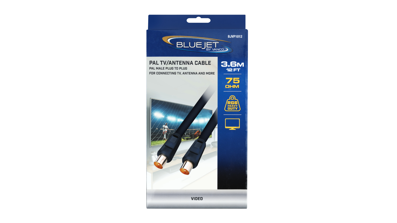 Vanco Bluejet 3.6m Video Cable - PAL Male to PAL Male - (BJVP1012)